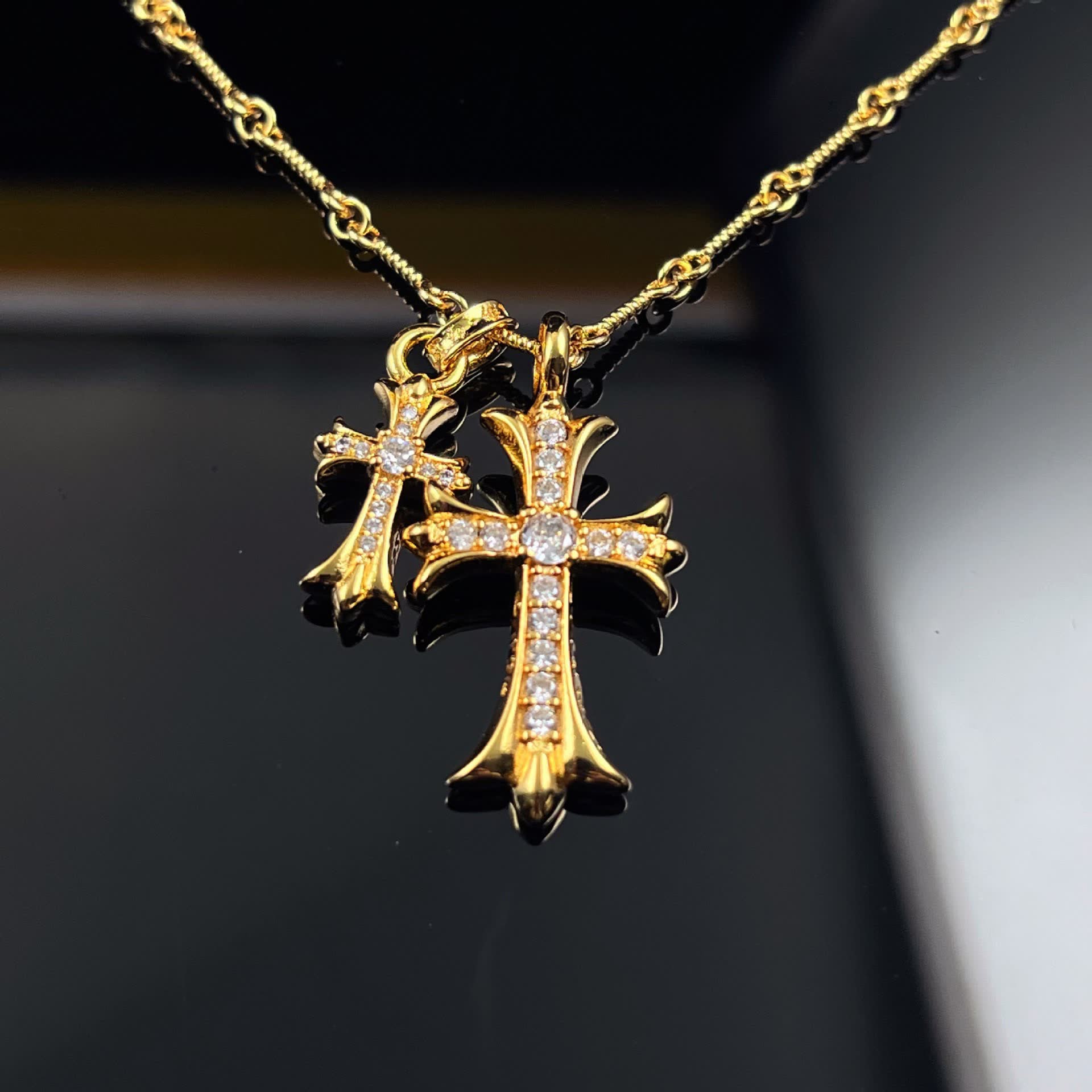 Chrome Hearts Elegant Cross and Star Pendant Necklace